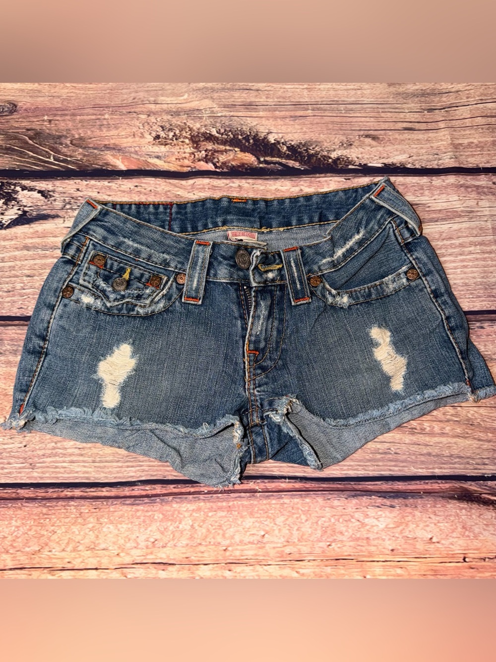 Vintage 2000's True Religion
"Daisy Dukes" Distressed Denim Shorts Size 26